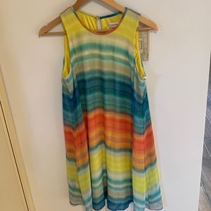 Perfect light weight summer dress multi color no sleeves .lined